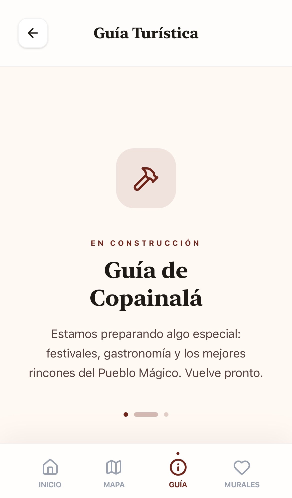 Pantalla guía turística del proyecto Murales Zoques de Copainalá